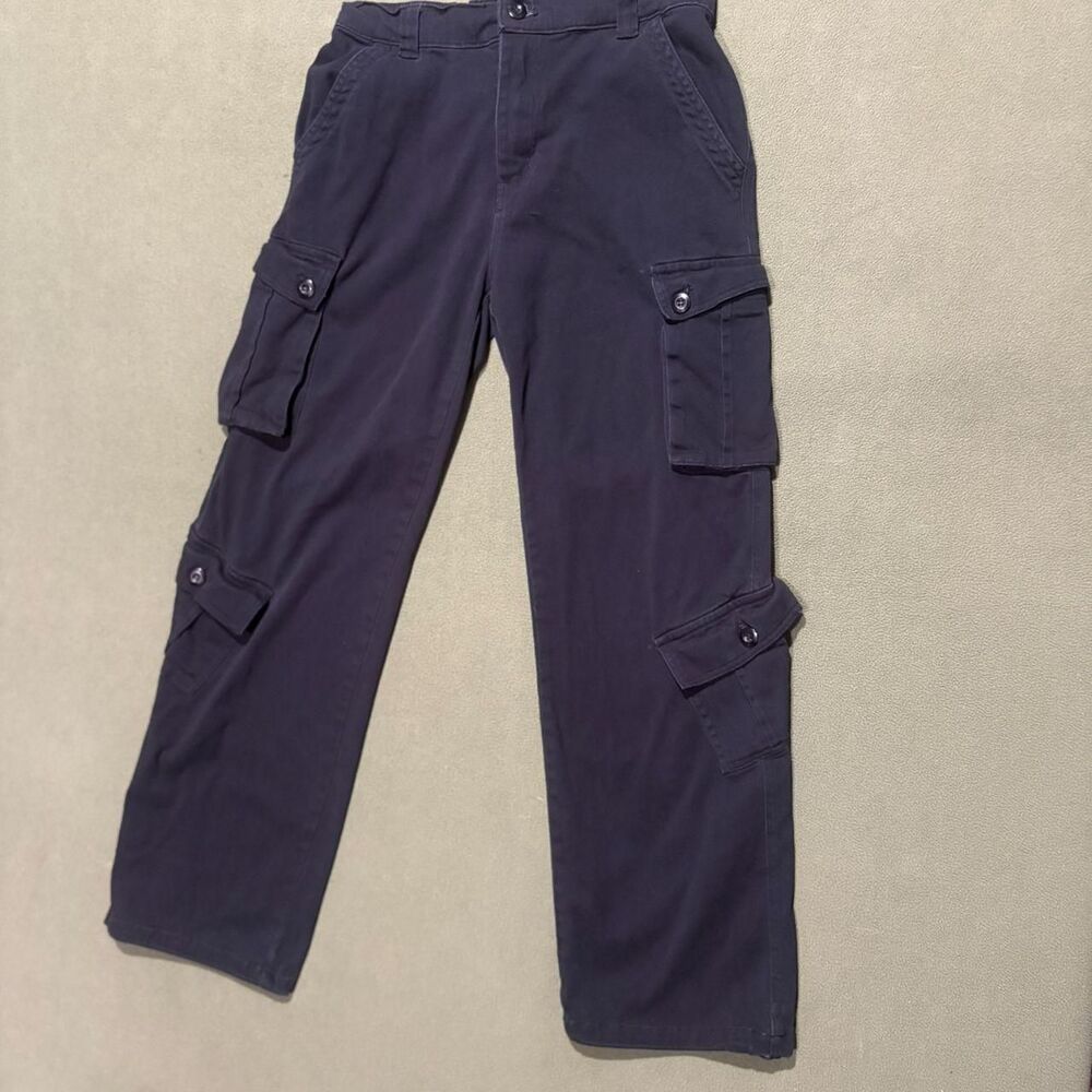 Black Cargo Pants Relaxed Fit Utility Streetwear Y2K Style Adjustable Cuffs